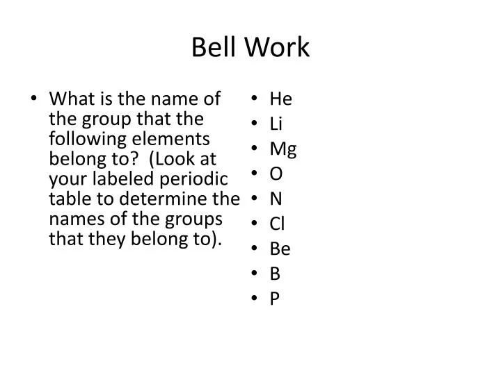 PPT Bell Work PowerPoint Presentation, free download ID2509016