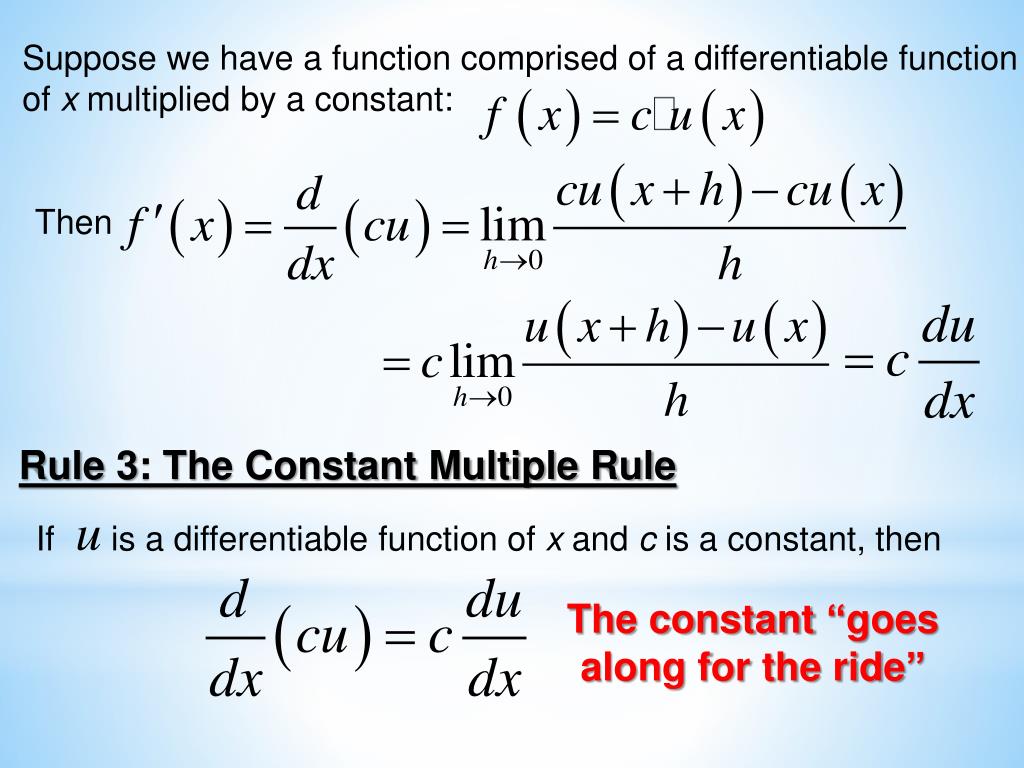 Different rules. Non differentiable functions. Derivative of the Quotient of two differentiable functions.