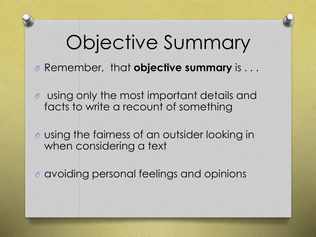 PPT - Objective Summary PowerPoint Presentation, free download