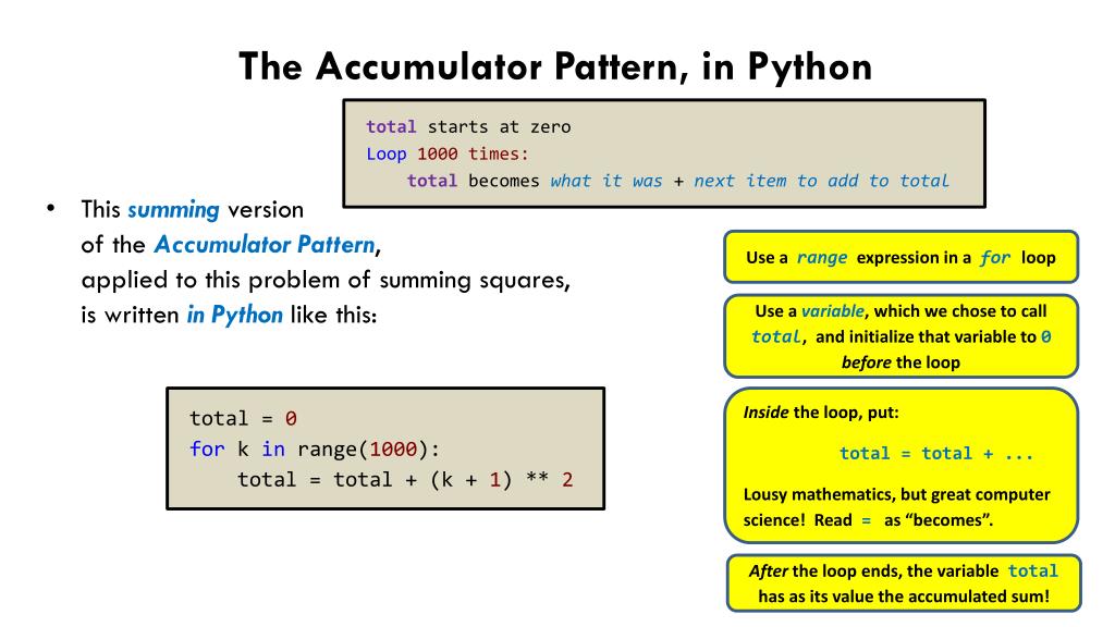 PPT - The Accumulator Pattern Motivating Example: PowerPoint ...