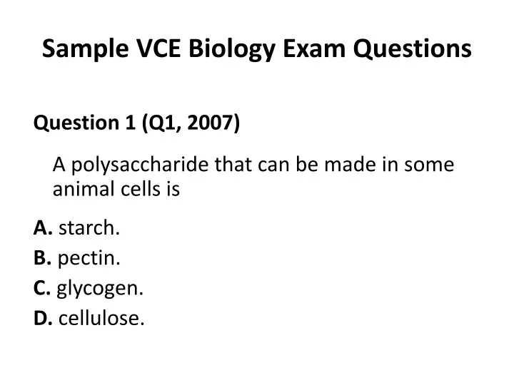 PPT Sample VCE Biology Exam Questions PowerPoint Presentation, free