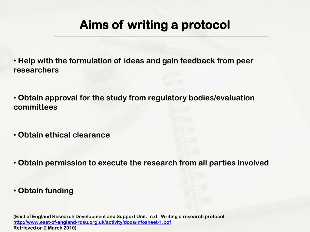 how to write a protocol for clinical research