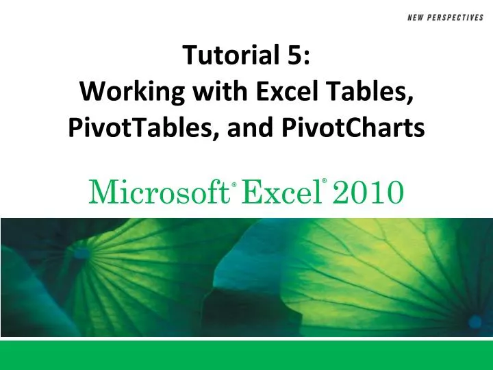 Ppt Tutorial 5 Working With Excel Tables Pivottables And