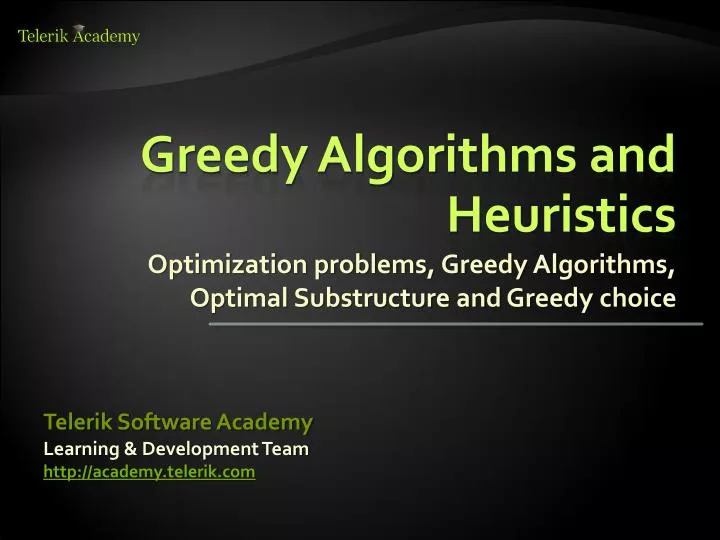 PPT - Greedy Algorithms and Heuristics PowerPoint Presentation, free ...