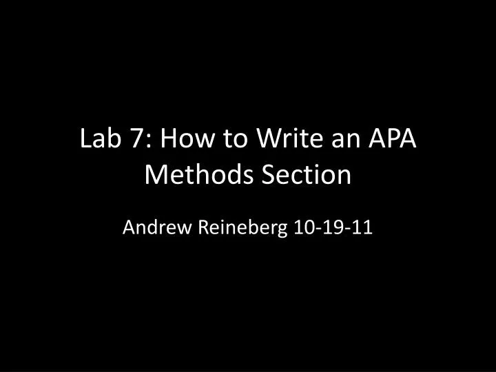 how to write methodology apa