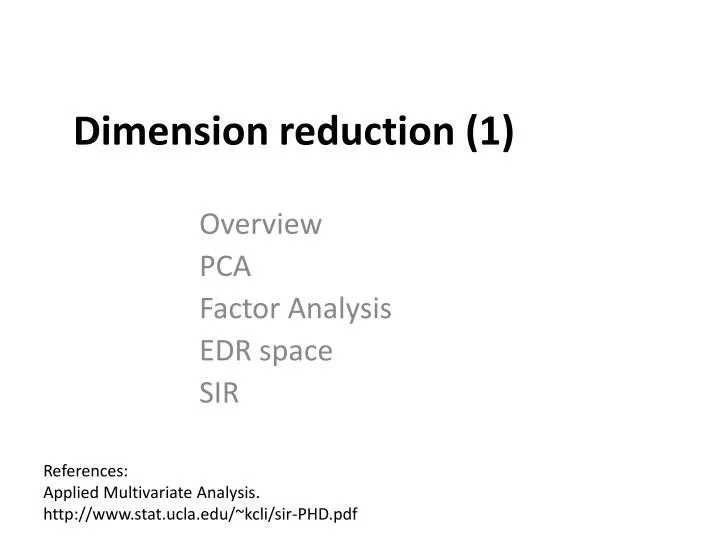 dimension reduction 1 n.
