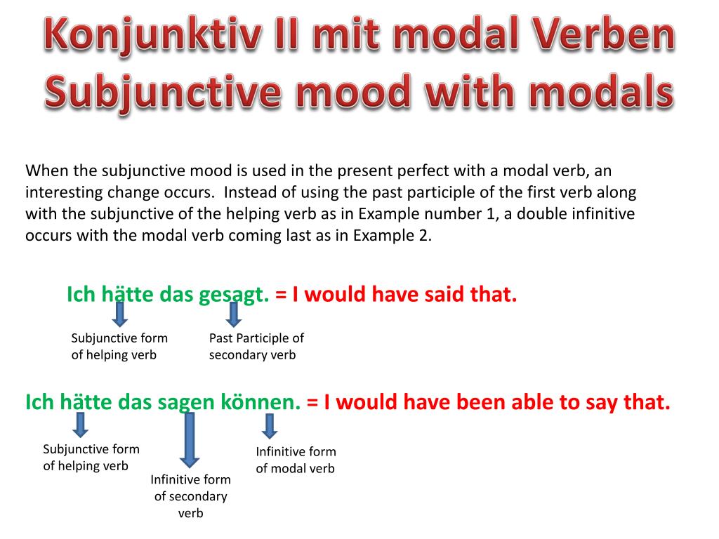 PPT - Konjunktiv II mit modal Verben Subjunctive mood with ...