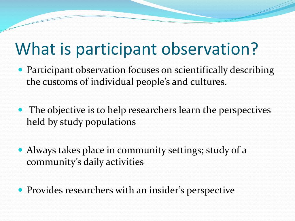 research work on participant observation