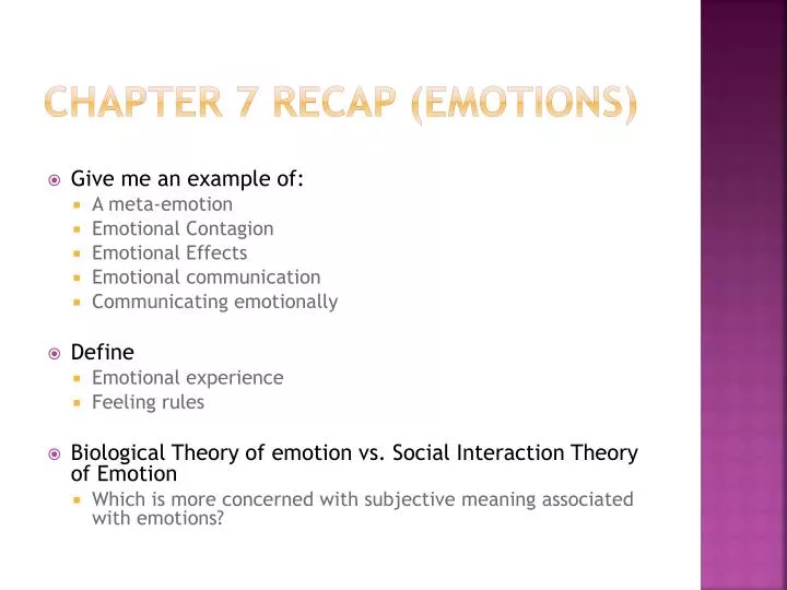 Ppt Chapter 7 Recap Emotions Powerpoint Presentation Free Download Id 2511815