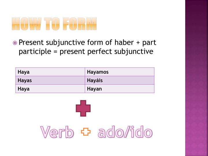 ppt present perfect subjunctive p 144 145 p 172 173 powerpoint subjunctive form of haber
