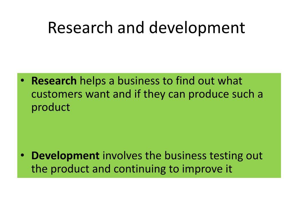 presentation of research and development