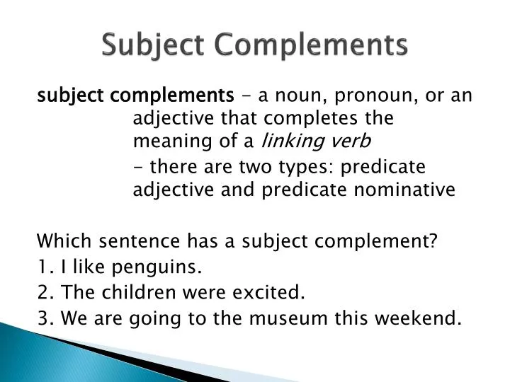 Complements In A Sentence Worksheets