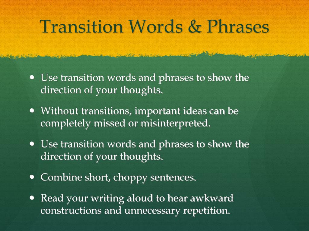 transition phrases for powerpoint presentation