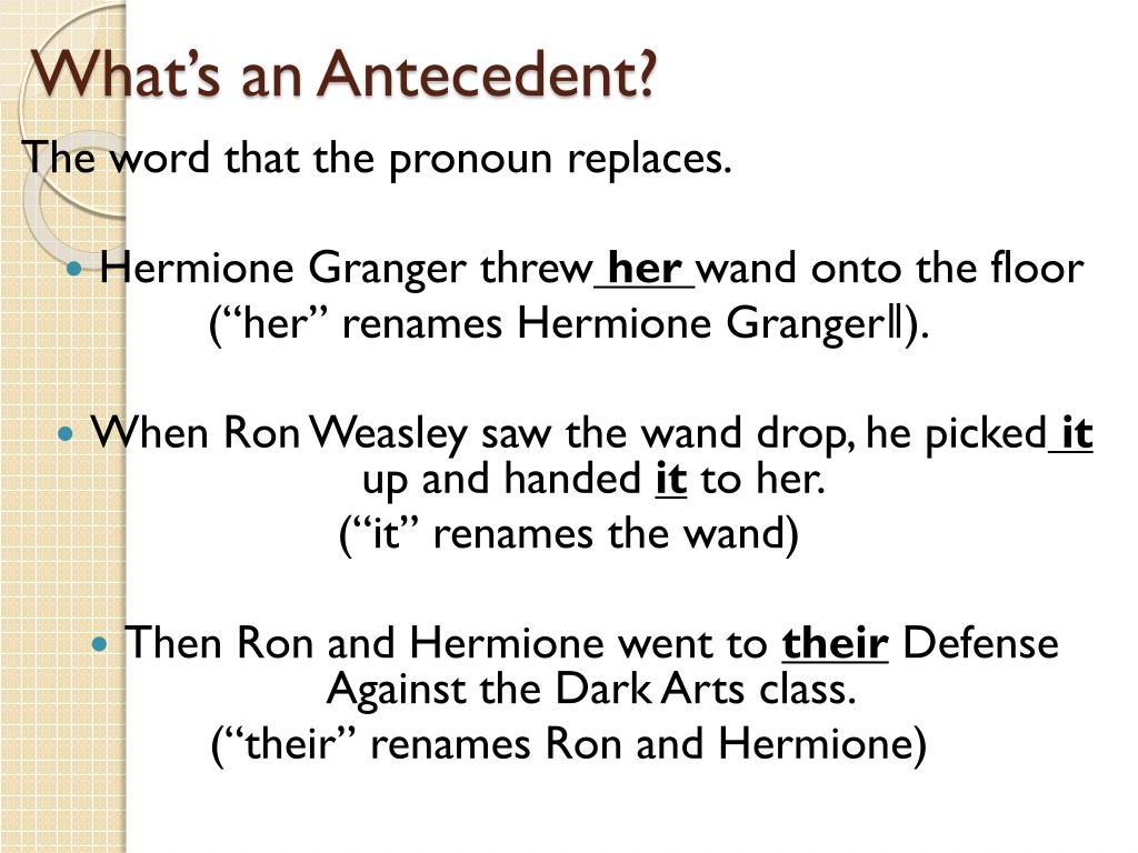 Pronoun And Antecedent Examples