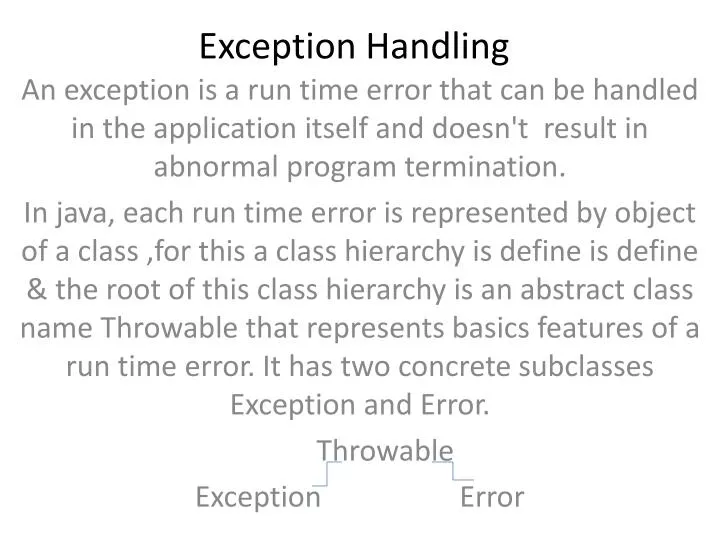 PPT - Exception Handling PowerPoint Presentation, free download - ID ...