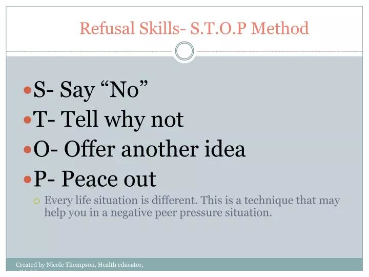 PPT Refusal Skills S T O P Method PowerPoint Presentation ID 2516283 ppt-refusal-skills-s-t-o-p-method-powerpoint-presentation-id-2516283