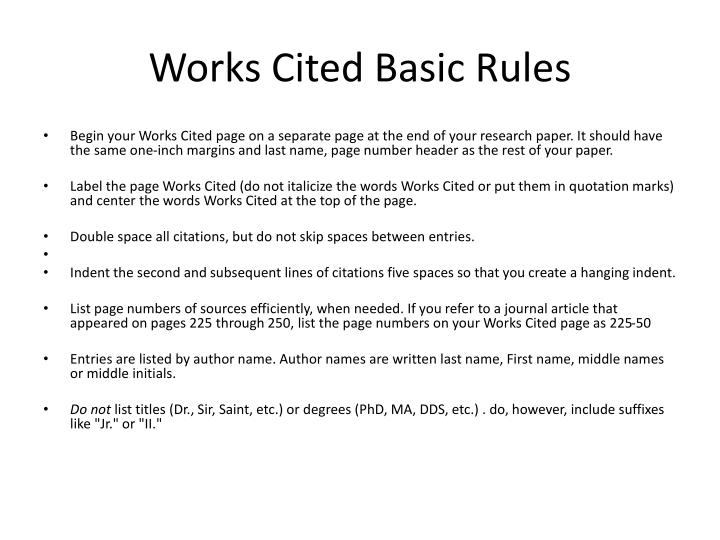 works cited pages
