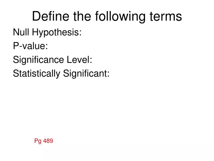 define the following terms presentation