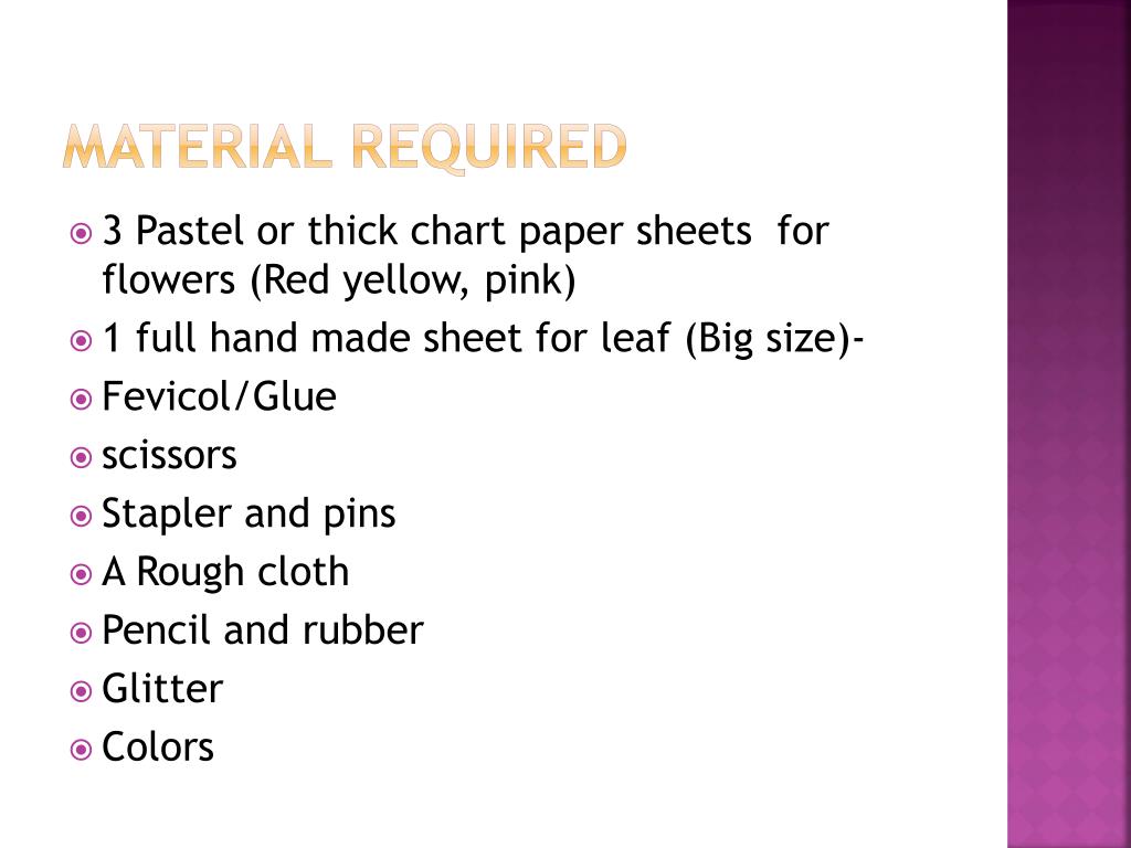 Paper Flower Size Chart