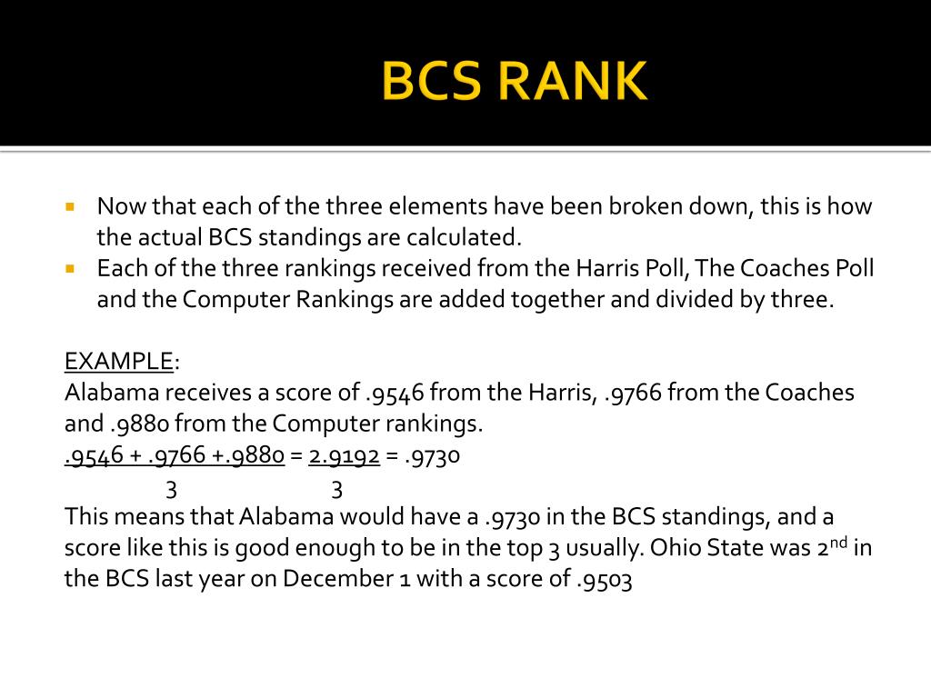 PPT BCS RANKINGS PowerPoint Presentation, free download ID2519613