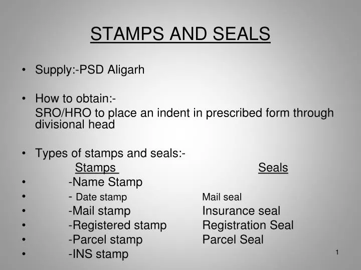 PPT STAMPS AND SEALS PowerPoint Presentation, free download ID2519919