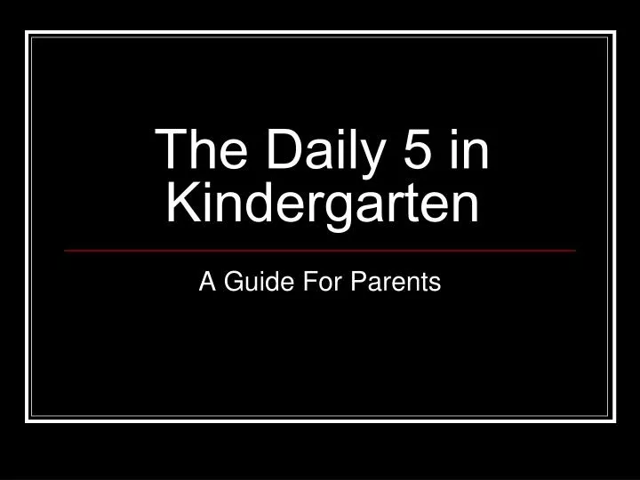 the daily 5 in kindergarten n.