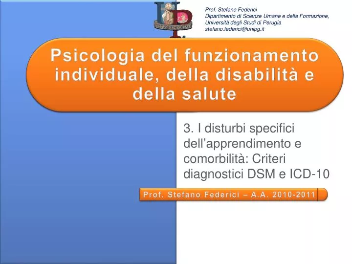 Valutazione Del Funzionamento Individuale In Psicologia Clinica E Della Salute PPT - Psicologia del funzionamento individuale, della disabilità e