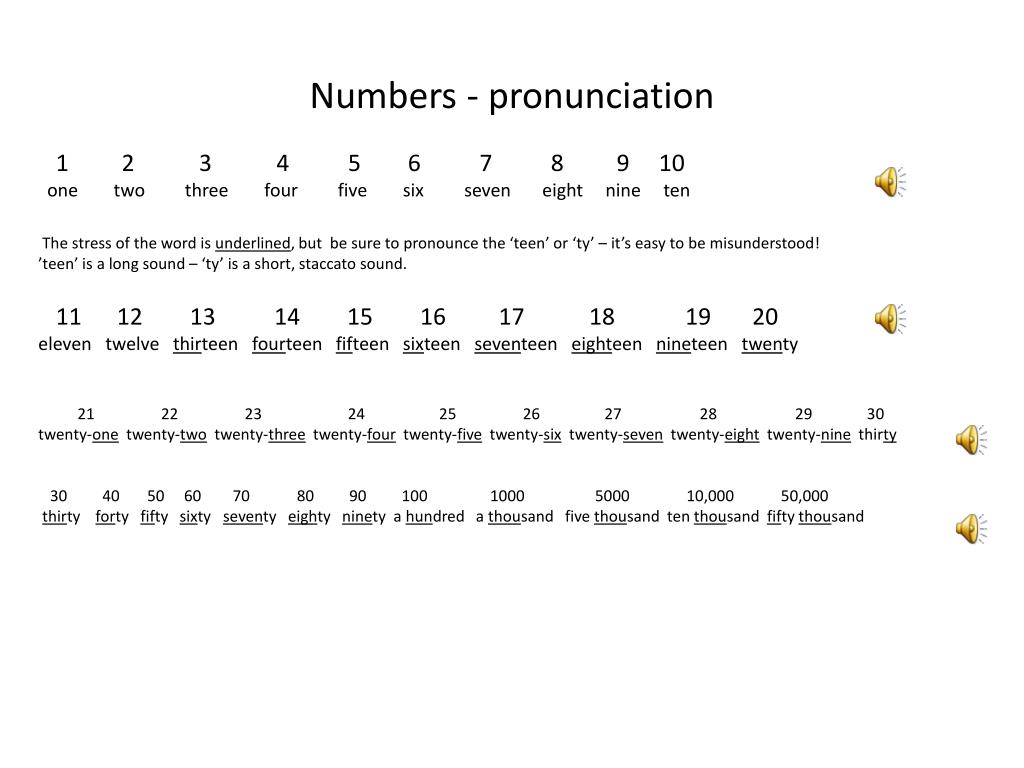 PPT - Numbers - pronunciation PowerPoint Presentation, free