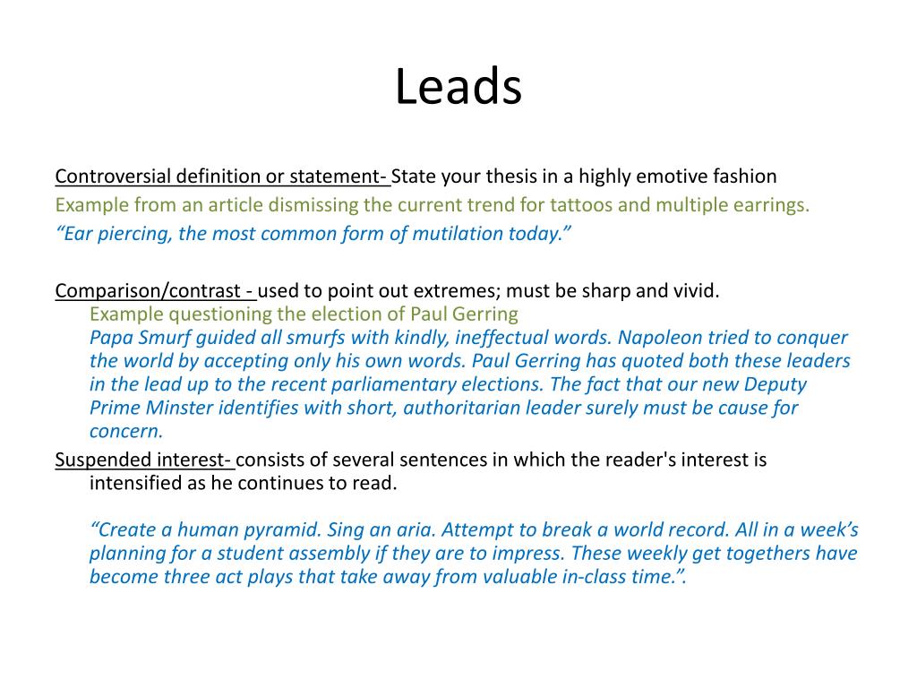 essay lead examples