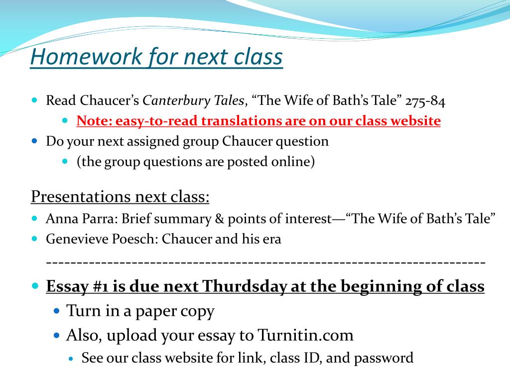 what is the homework for next class traduccion