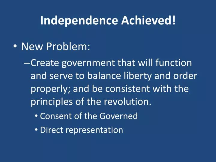 independence achieved n.