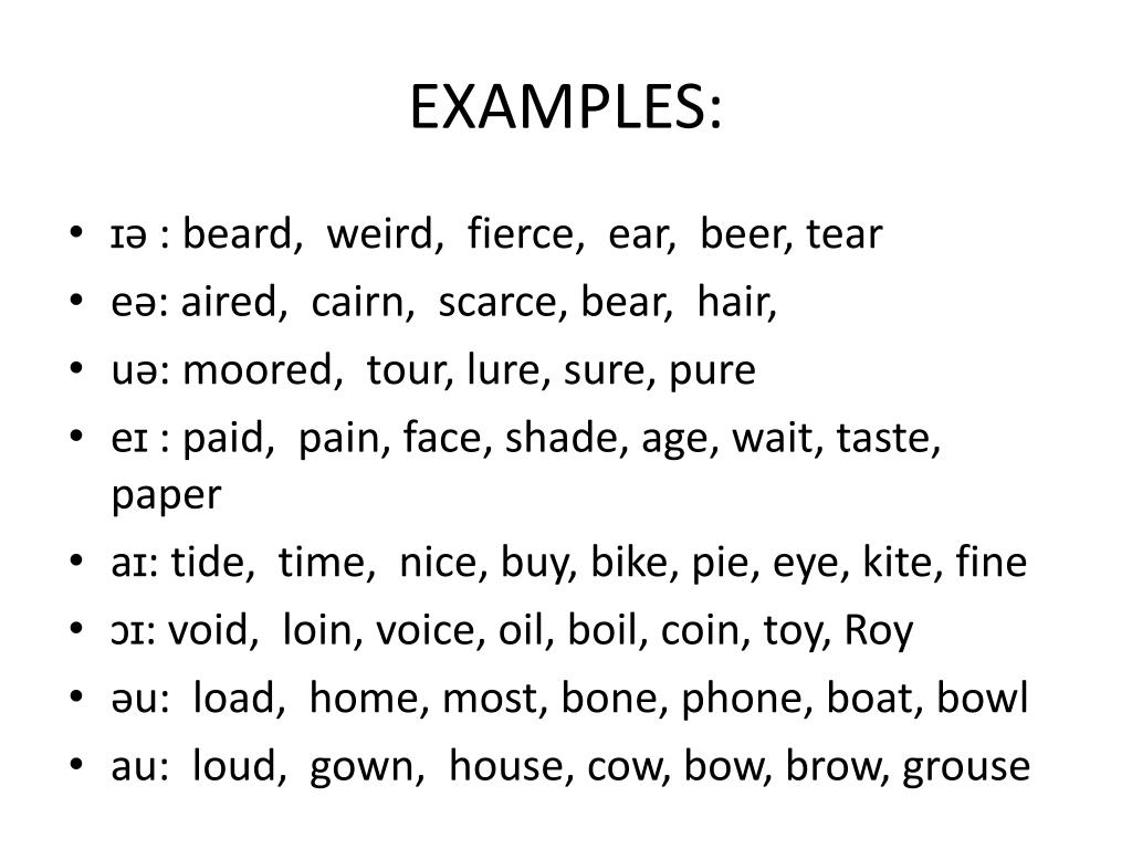 What Are The 8 Diphthongs With Examples