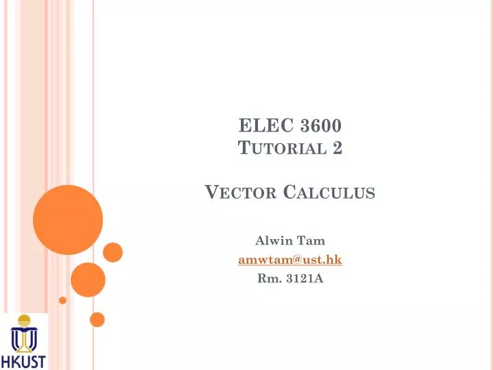 Ppt Elec 3600 Tutorial 2 Vector Calculus Powerpoint Presentation