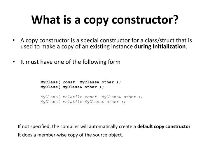 why copy constructor assignment operator