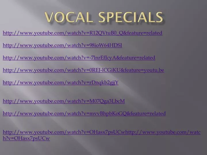 vocal specials n.
