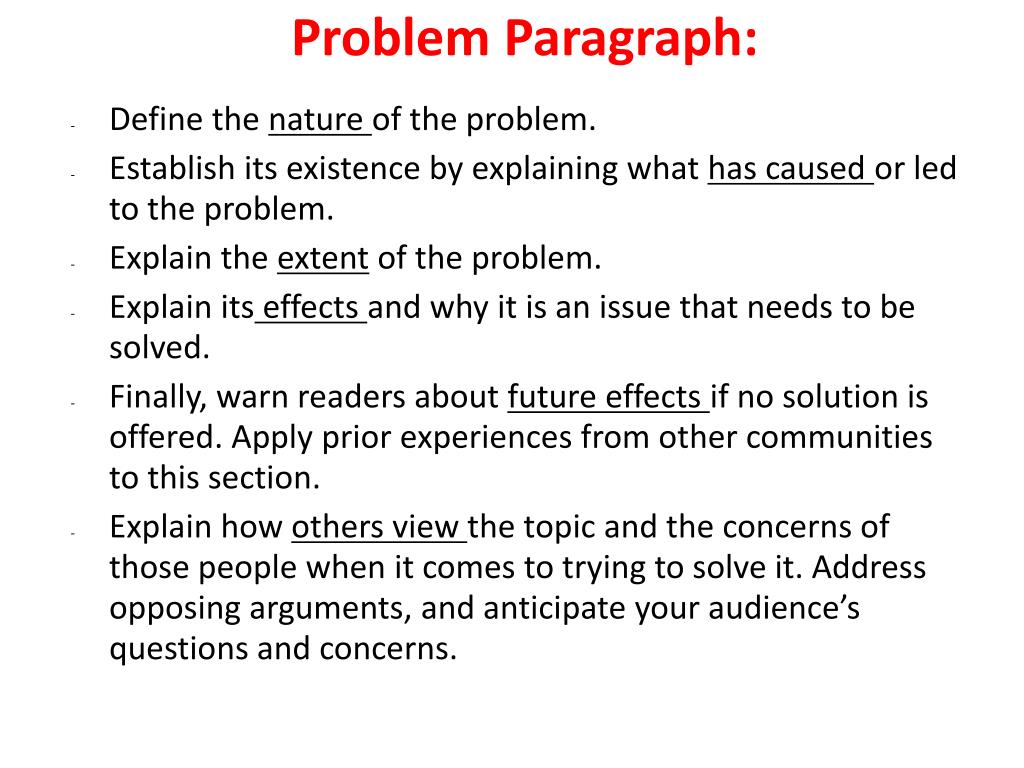 sample problem and solution paragraph