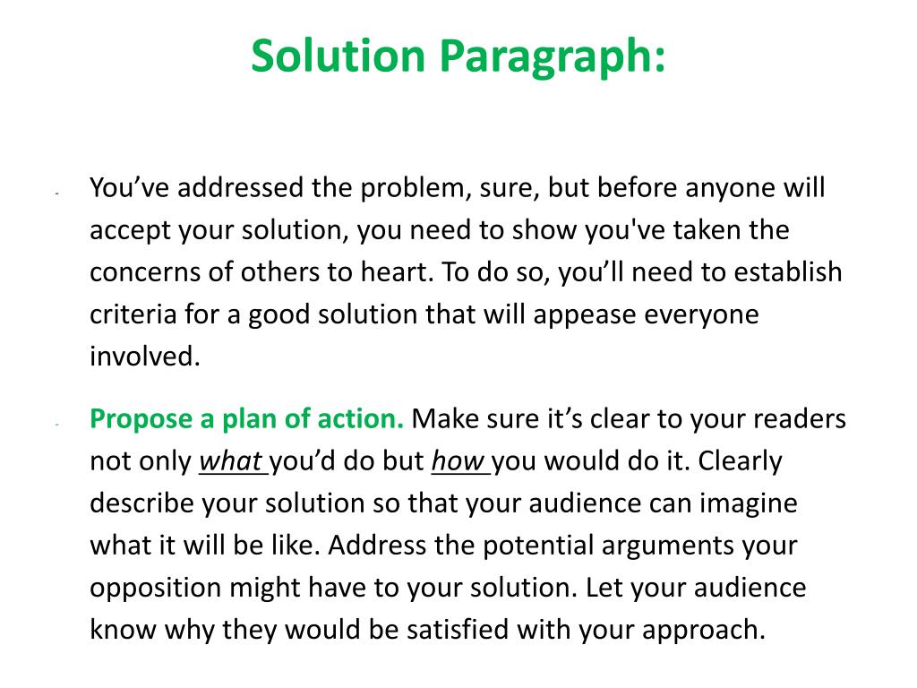problem and solution paragraph examples