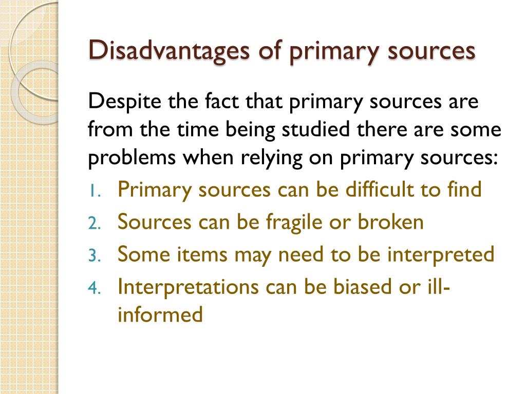 problems with secondary sources