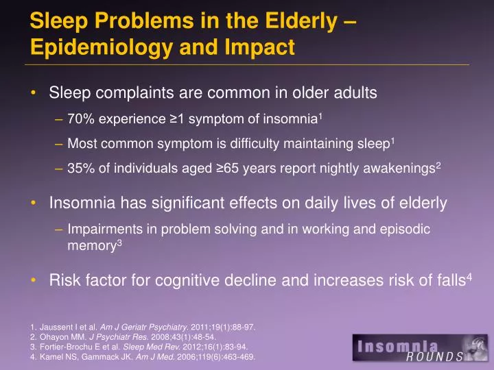 PPT - Sleep Problems in the Elderly – Epidemiology and Impact ...