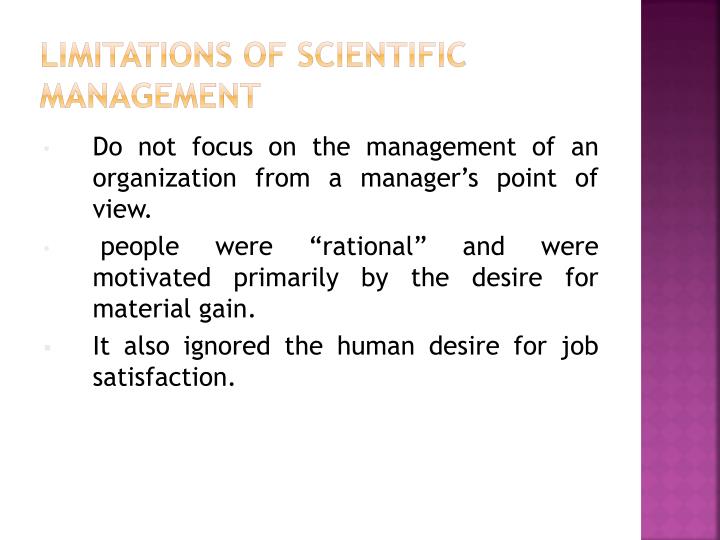 limitations of scientific management
