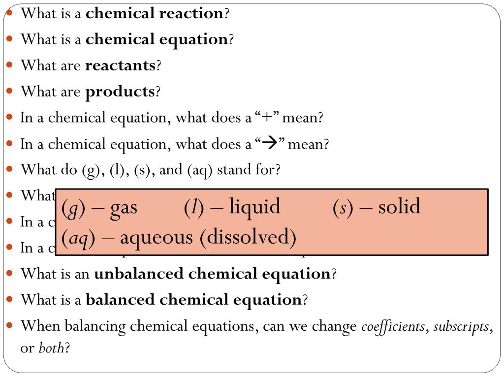 What Does Aq Mean In A Chemical Equation