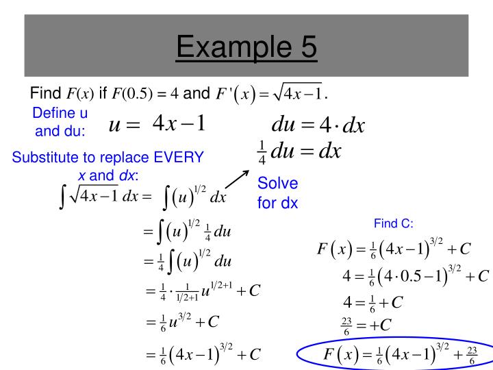 PPT - Section 4.5 – Integration by Substitution PowerPoint Presentation ...