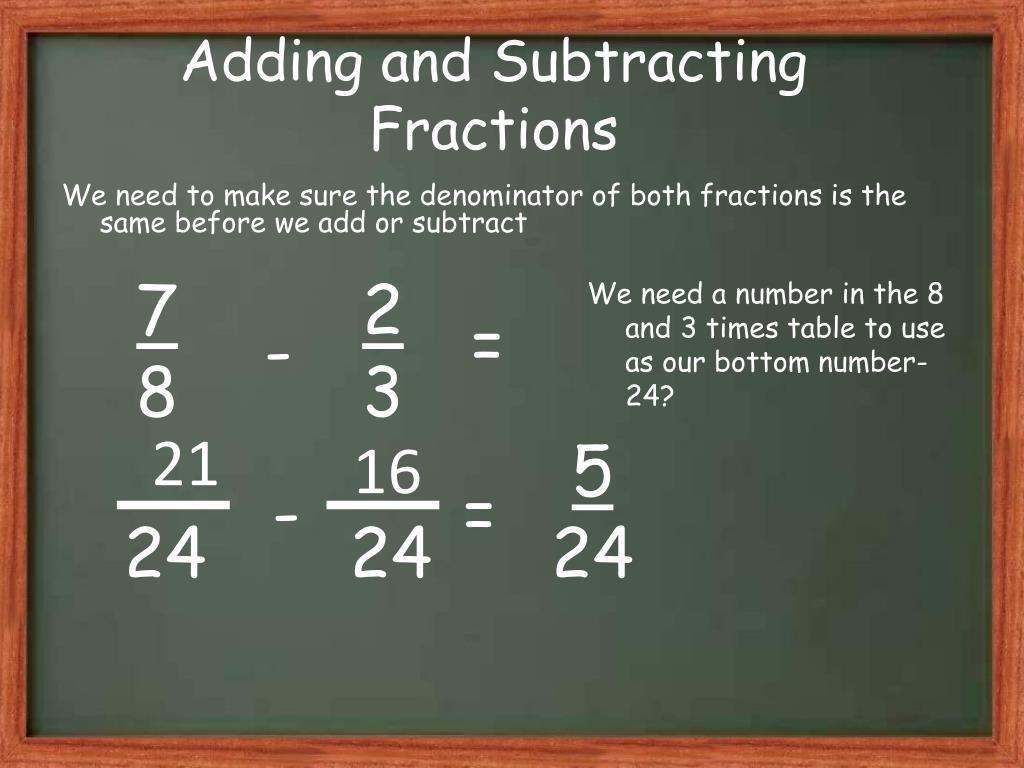 powerpoint presentation on adding and subtracting fractions