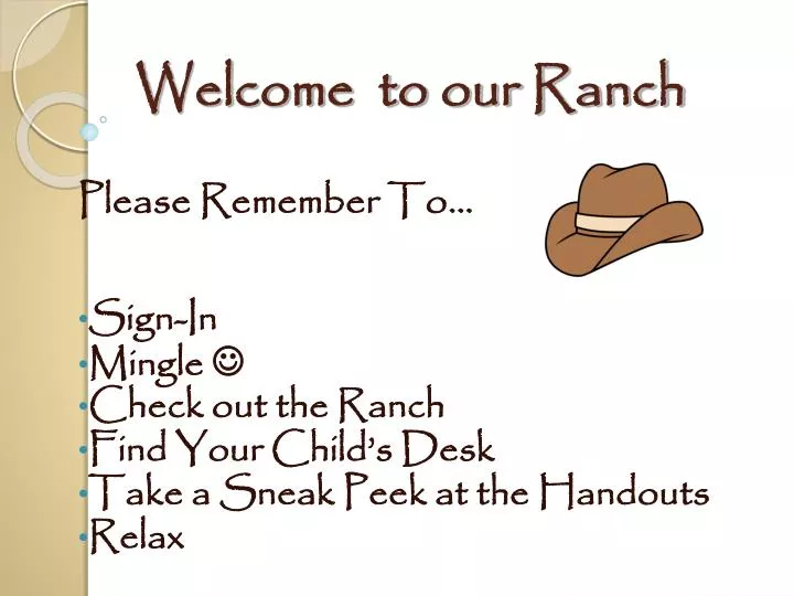 welcome to our ranch n.