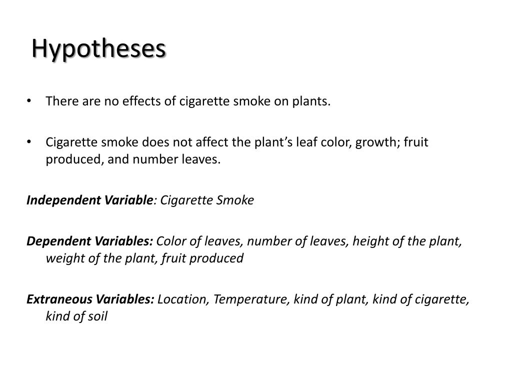 hypothesis of smoking