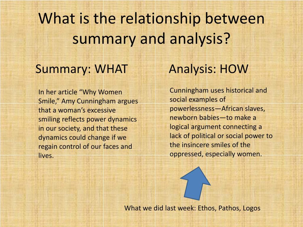 Summary vs. Analysis