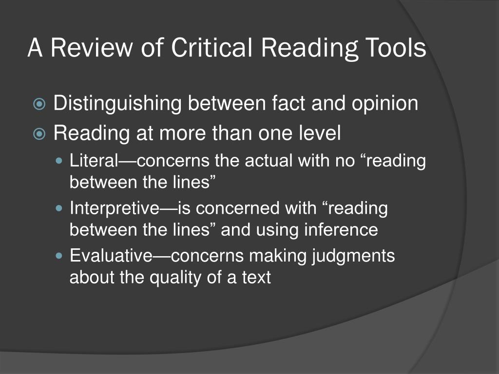 critical reading involves analysis synthesis interpretation and evaluation