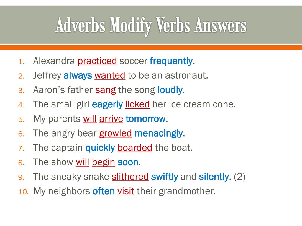 Modifying Adverbs Worksheet Answers