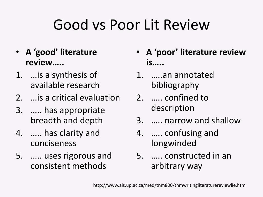 characteristics of poor literature review