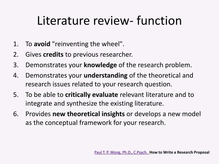 what is a function of literature review mcq